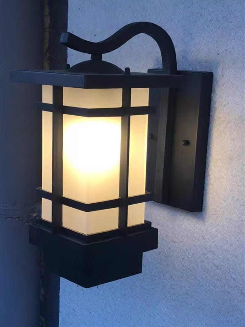Customer photo review of Lantern Outdoor Wall Light, Black, Frosted Glass, Wall Sconce