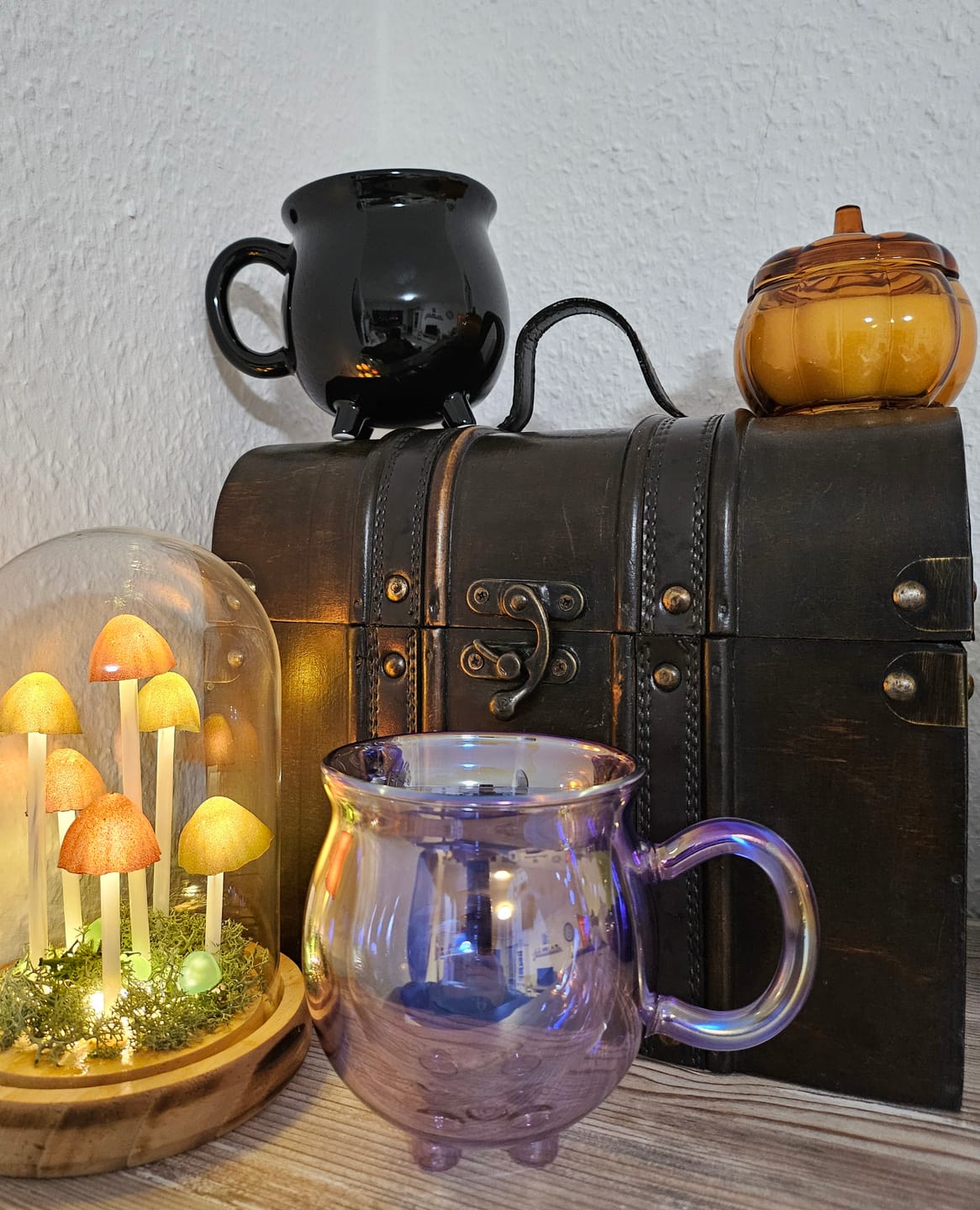 Customer photo review of Doppelwandige Hexenkessel-Tasse aus lila Glas mit Löffel