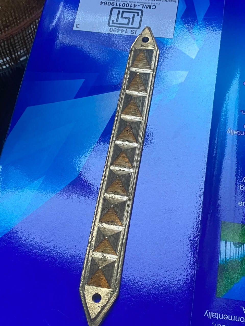 Customer photo review of 9 Pyramid Strips – Vastu Remedy for Door Threshold & Toilet Energy Blocking | Copper/Brass/Lead Door Corrections | 7 inches