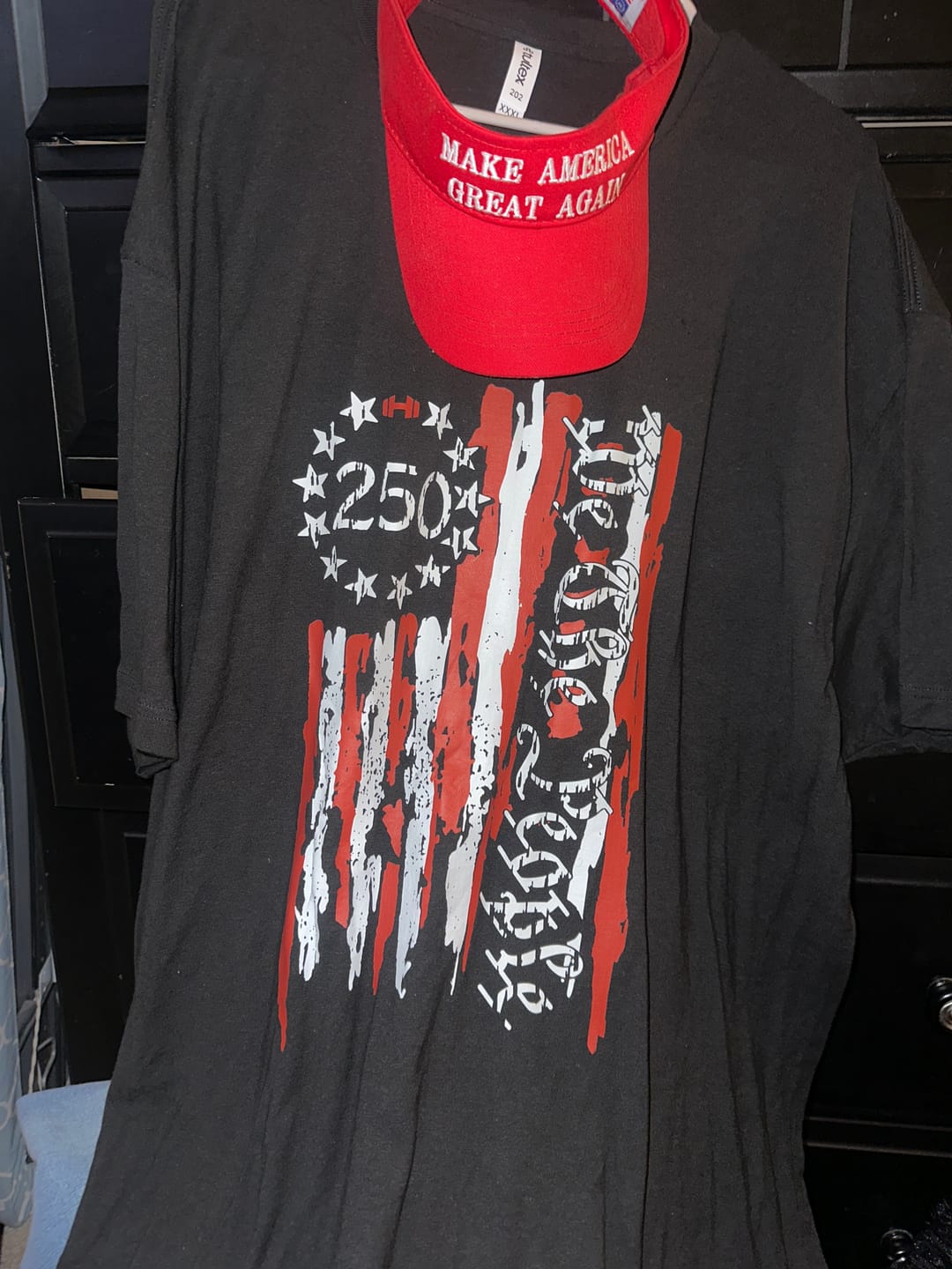 Customer photo review of Free We The People 250 Flag T-Shirt