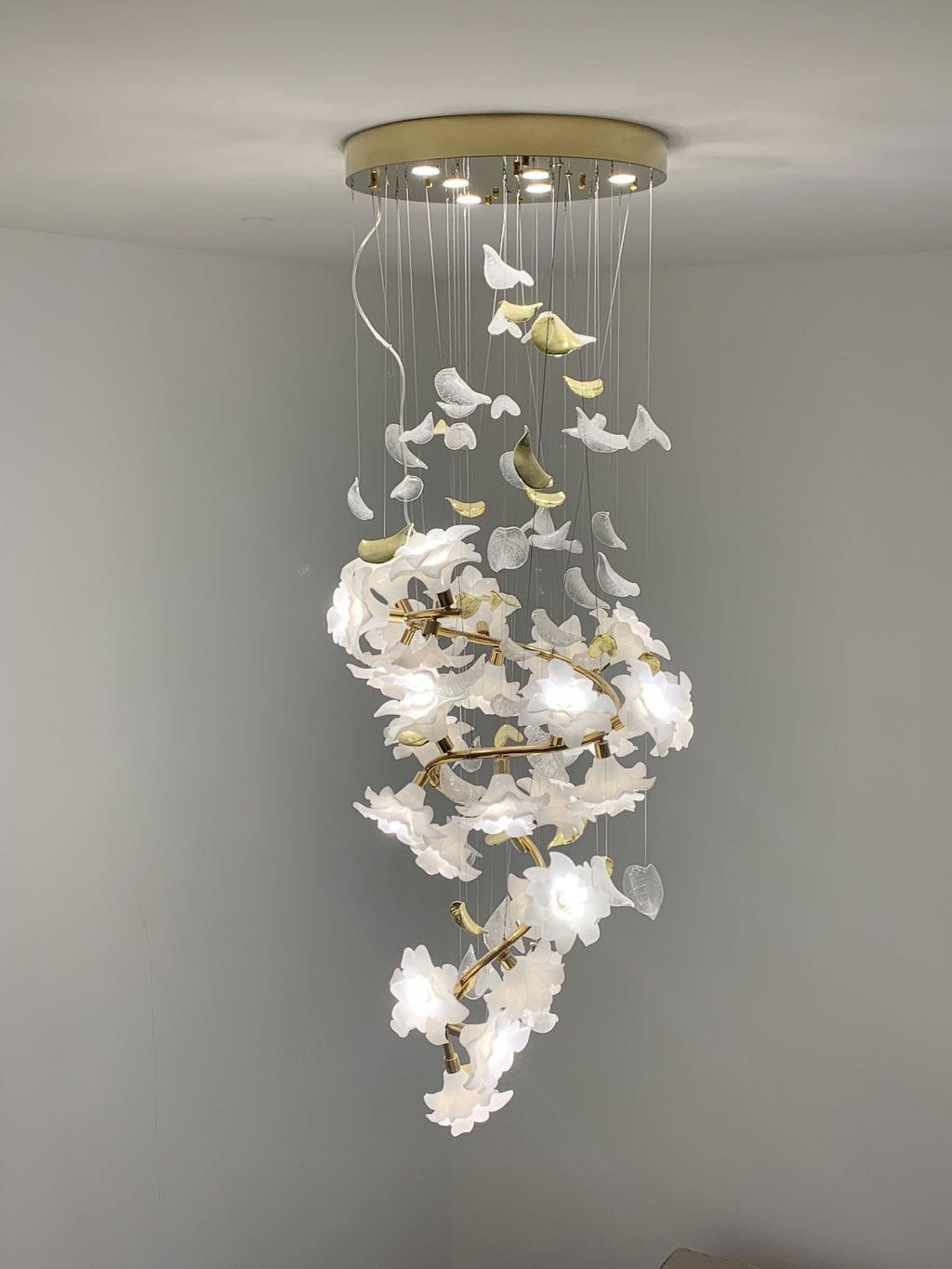 Customer photo review of Glazed Petal Chandelier, Solid Brass Frame, Pendant Light