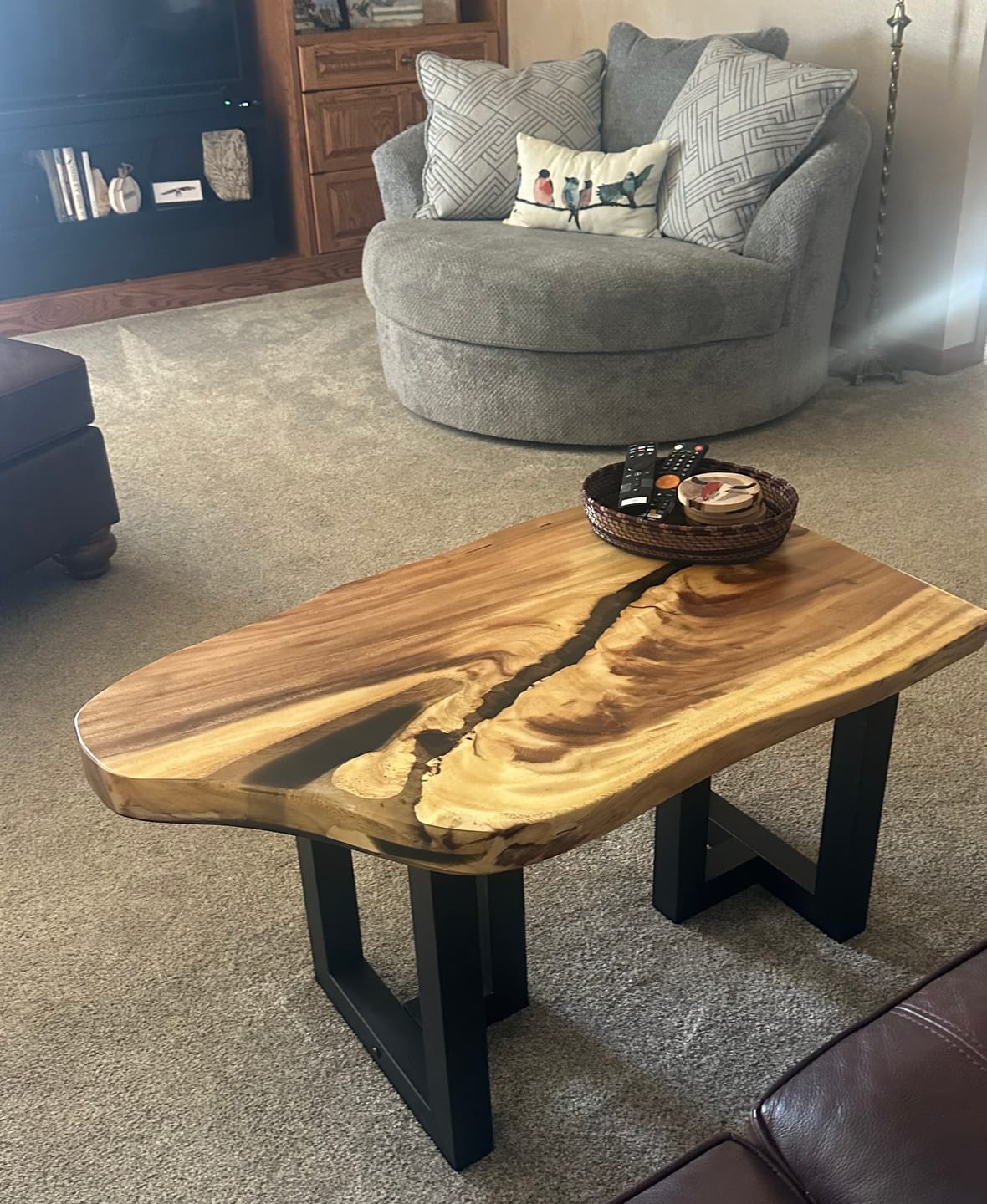 Customer photo review of New York Architectural Art Collection Style Solid Walnut Live Edge Table – CRT-257