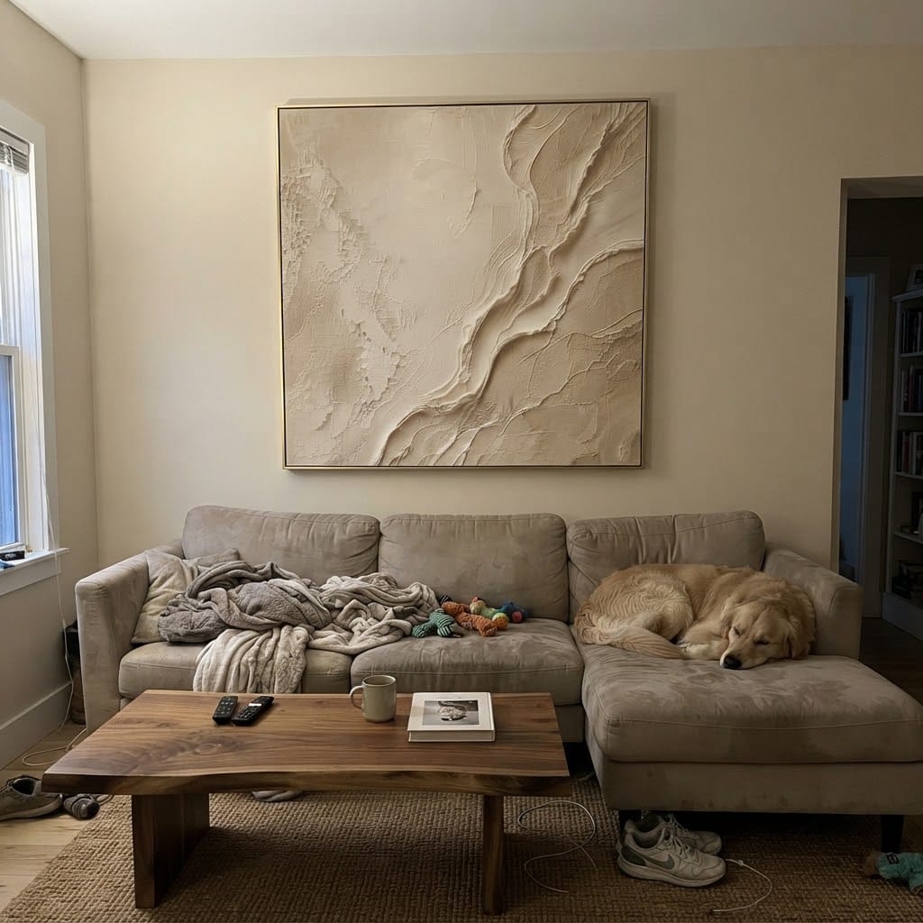 Customer photo review of 3D Abstract Art | Beige Flow Texture Abstract Painting