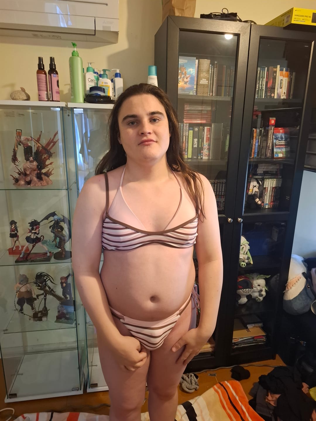 Customer photo review of Seamolly Contrast Color Striped String Double Layer Bikini Set