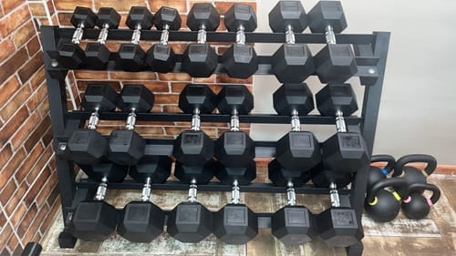 Customer photo review of Pack IRONSIDE Mancuernas Hexagonales (LB) + Rack de Almacenamiento