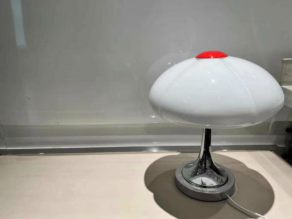 Customer photo review of Chrome Table Lamp, Glass Accents on Metal Base, Plug In