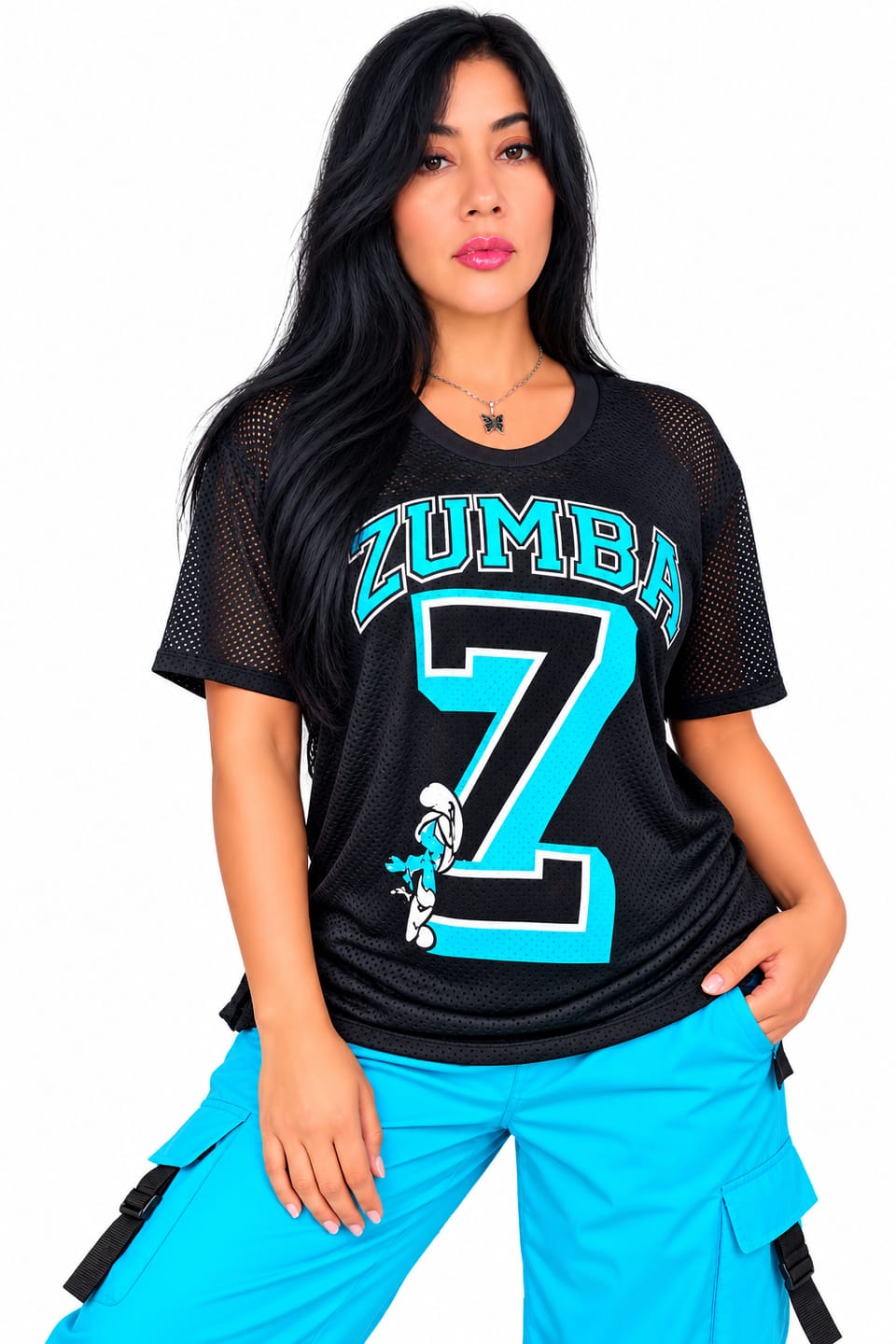 Customer photo review of Zumba X The Smurfs Mesh Boxy Top