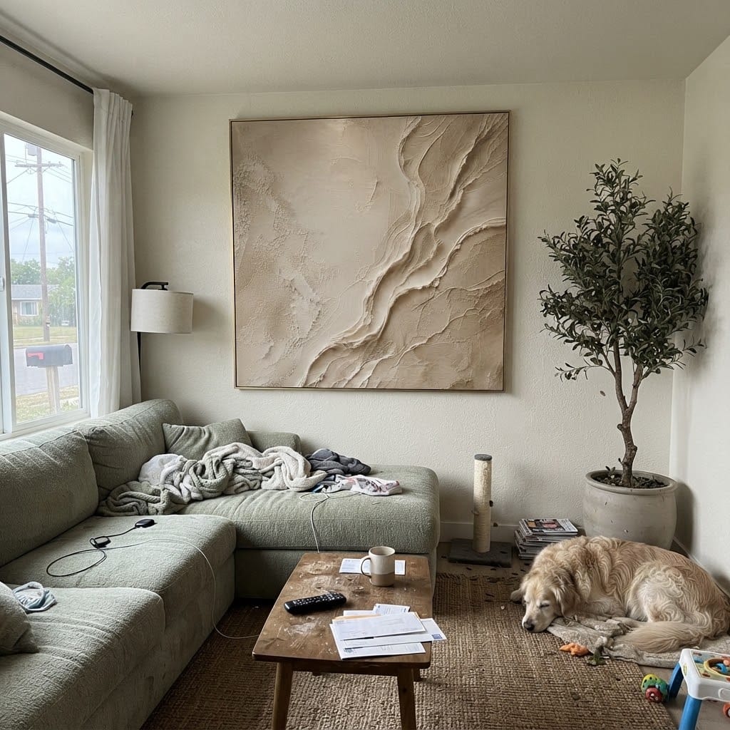 Customer photo review of 3D Abstract Art | Beige Flow Texture Abstract Painting