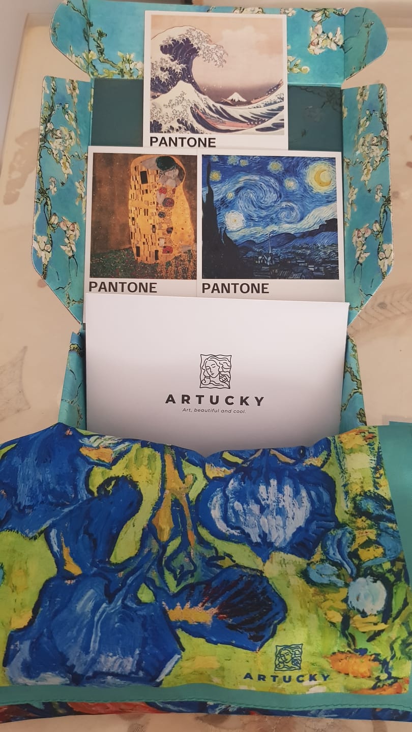 Customer photo review of Van Gogh Irises Uzun Fular