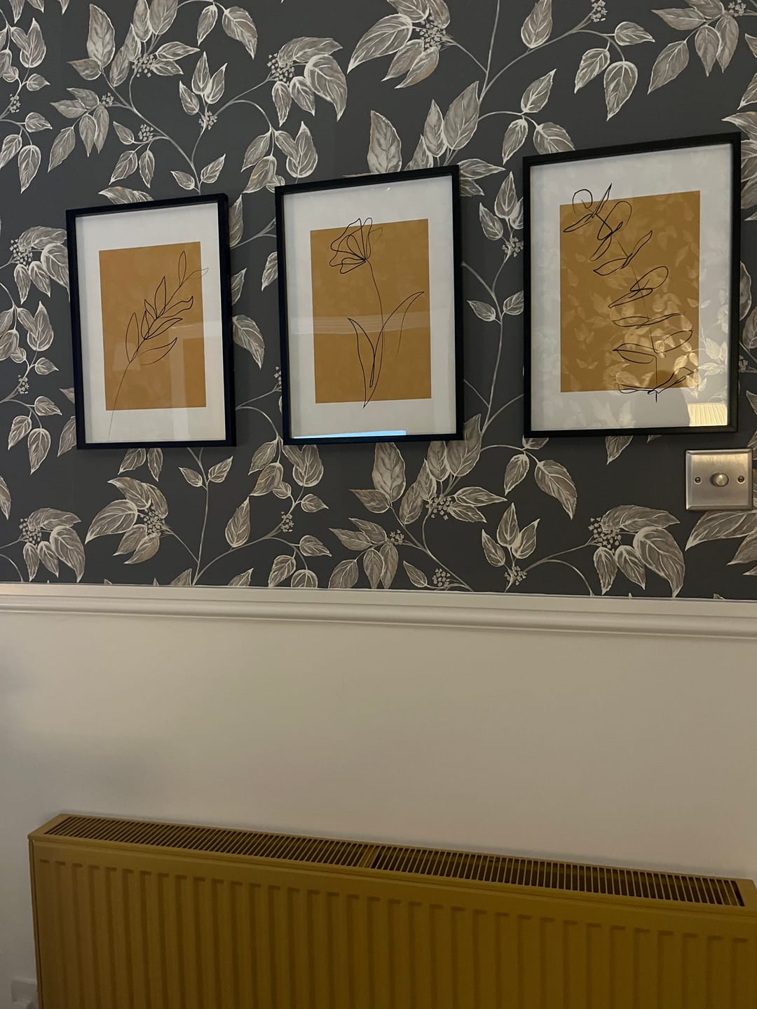 Customer photo review of Set of 3 Mustard Botanical Wall Art Prints