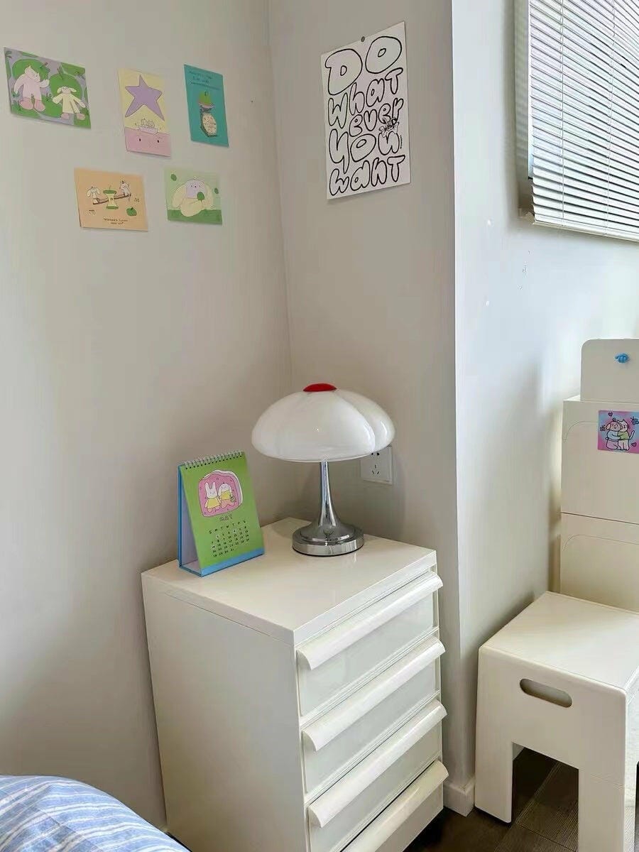 Customer photo review of Chrome Table Lamp, Glass Accents on Metal Base, Plug In