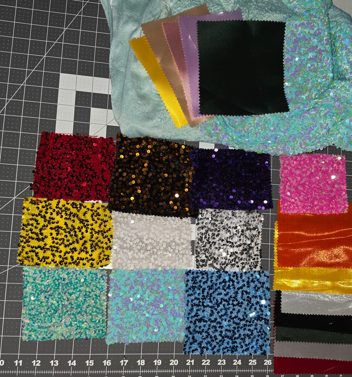 Customer photo review of Neon Pink Sequin on Velvet