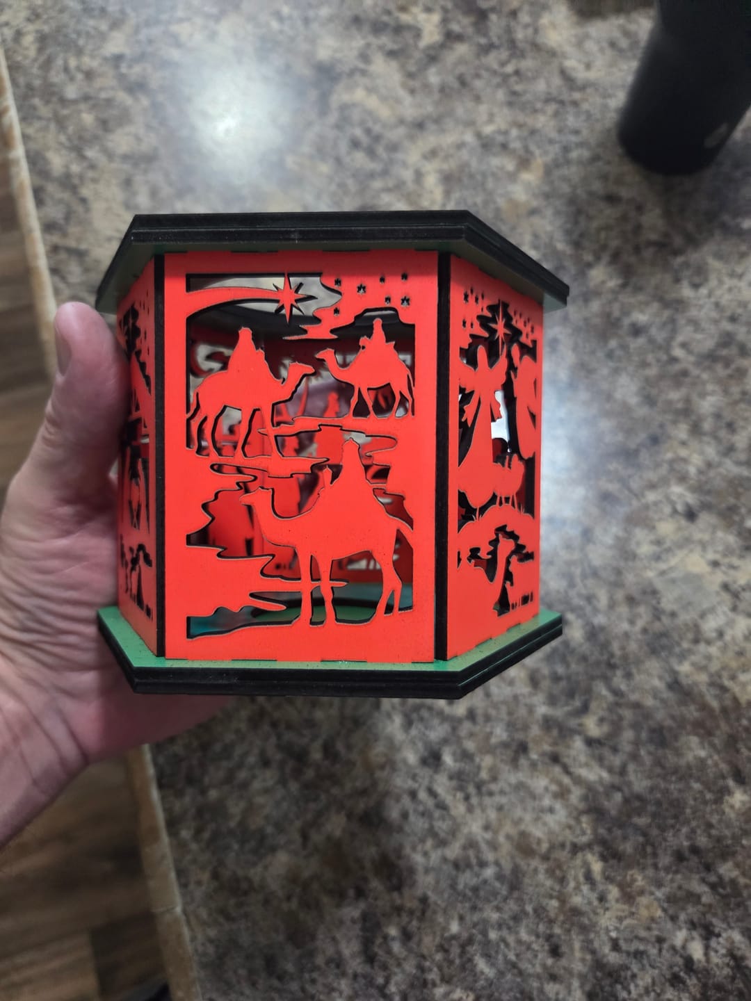Customer photo review of Laser Cut Nativity Scene Candle Holder Christmas SVG
