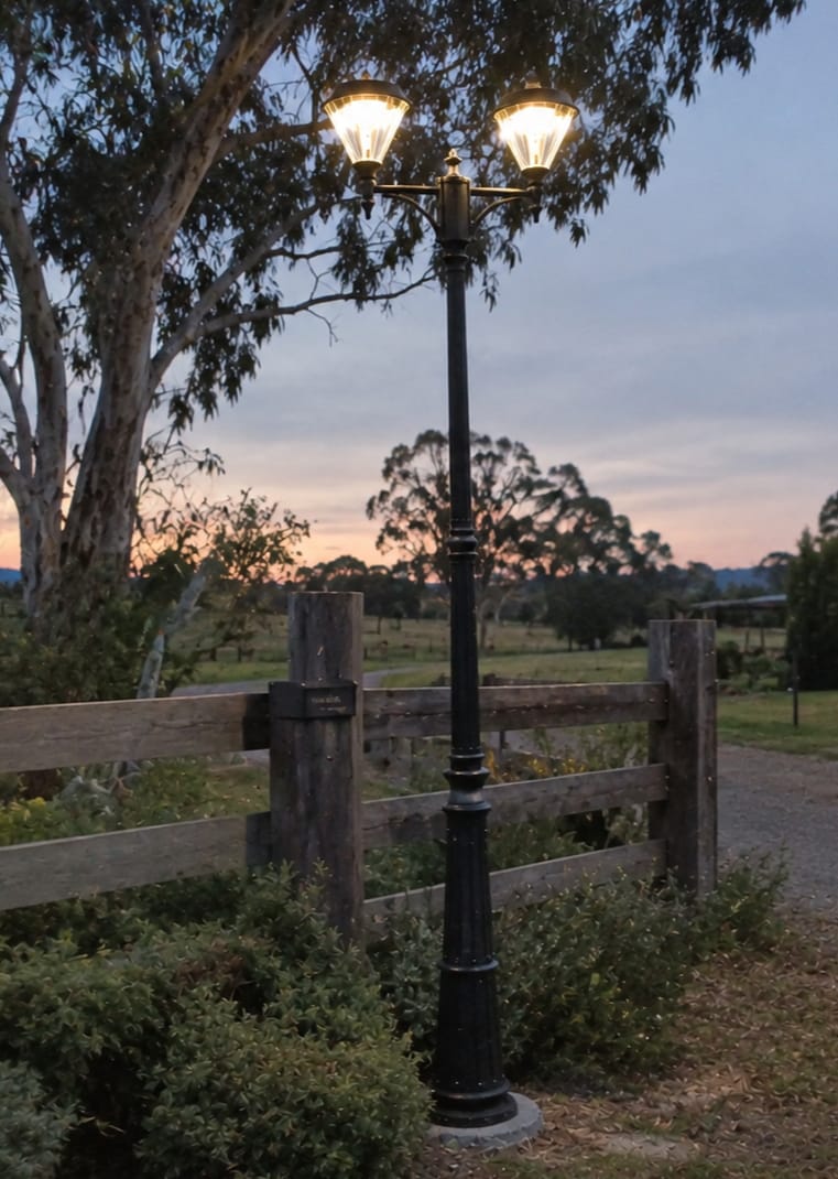 Customer photo review of Double Head Solar Post Light | Matte Black Flat Top | Driveway & Garden