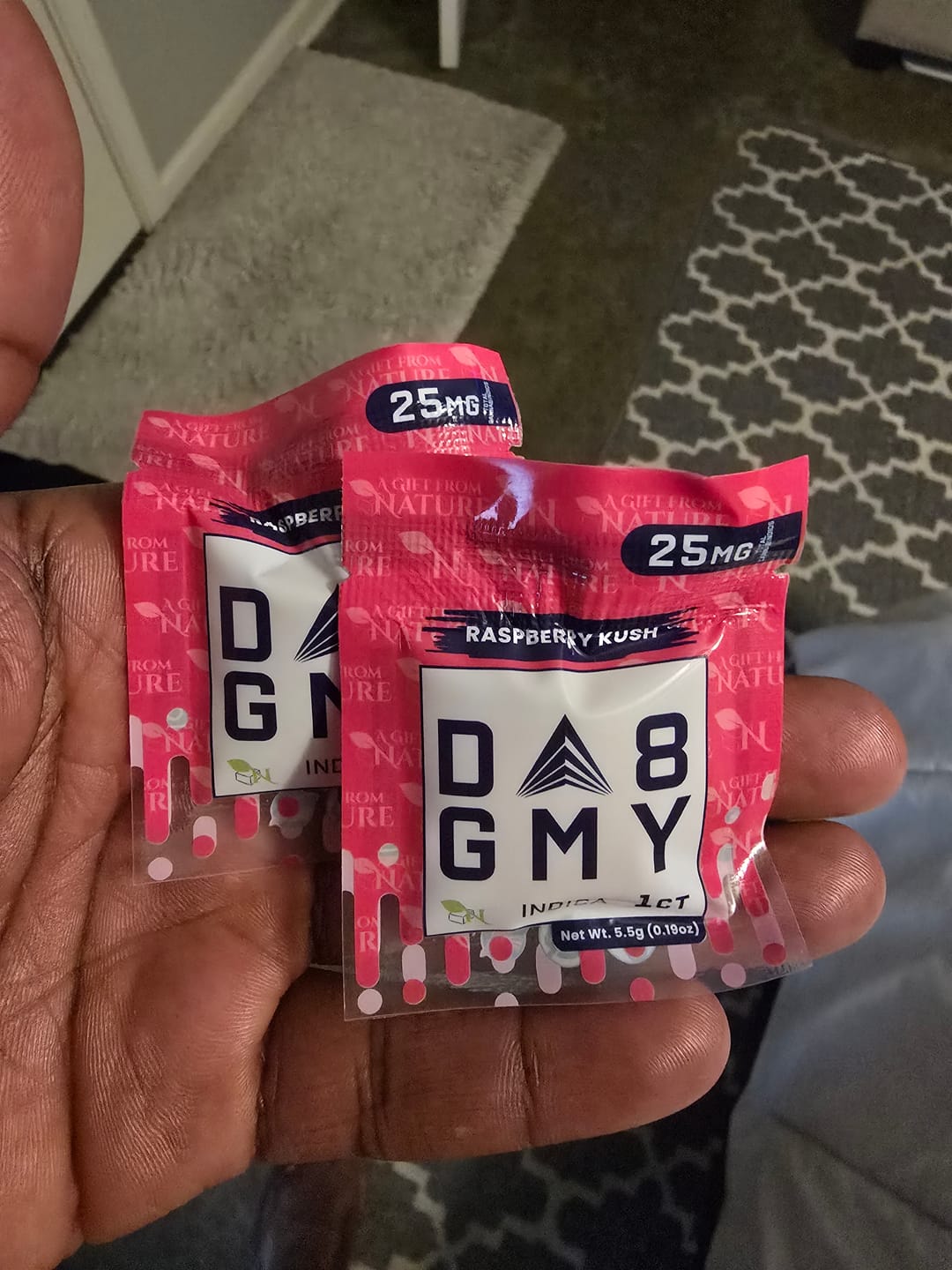 Customer photo review of DELTA 8 GUMMIES Single Package - 50CT Raspberry Kush 25mg - INDICA