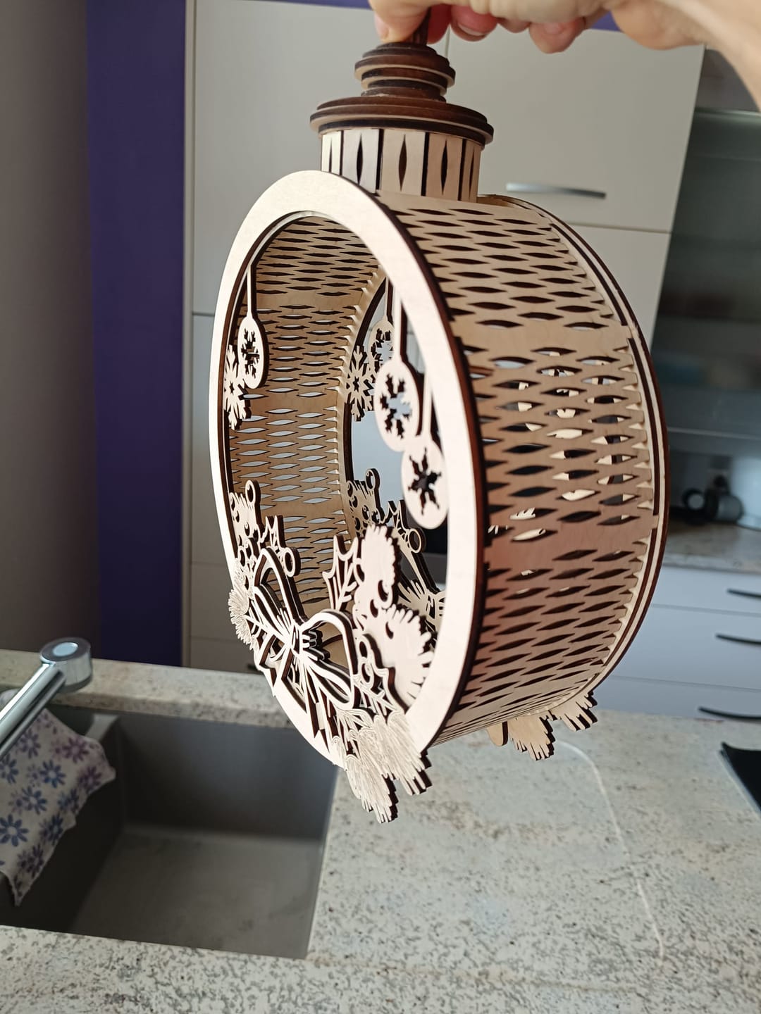 Customer photo review of 8 Christmas Tree Ball Ornaments Laser Cut SVG
