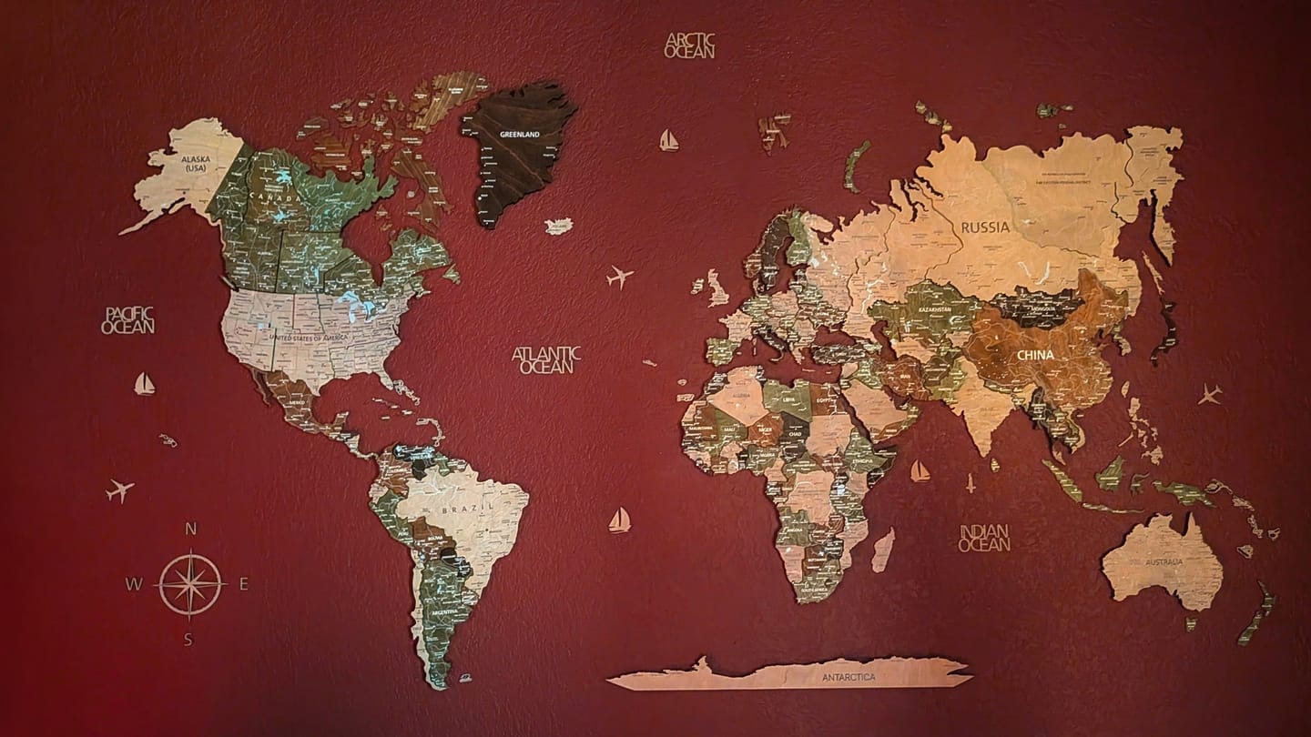 Customer photo review of 3D Wood World Map -Light Rustic