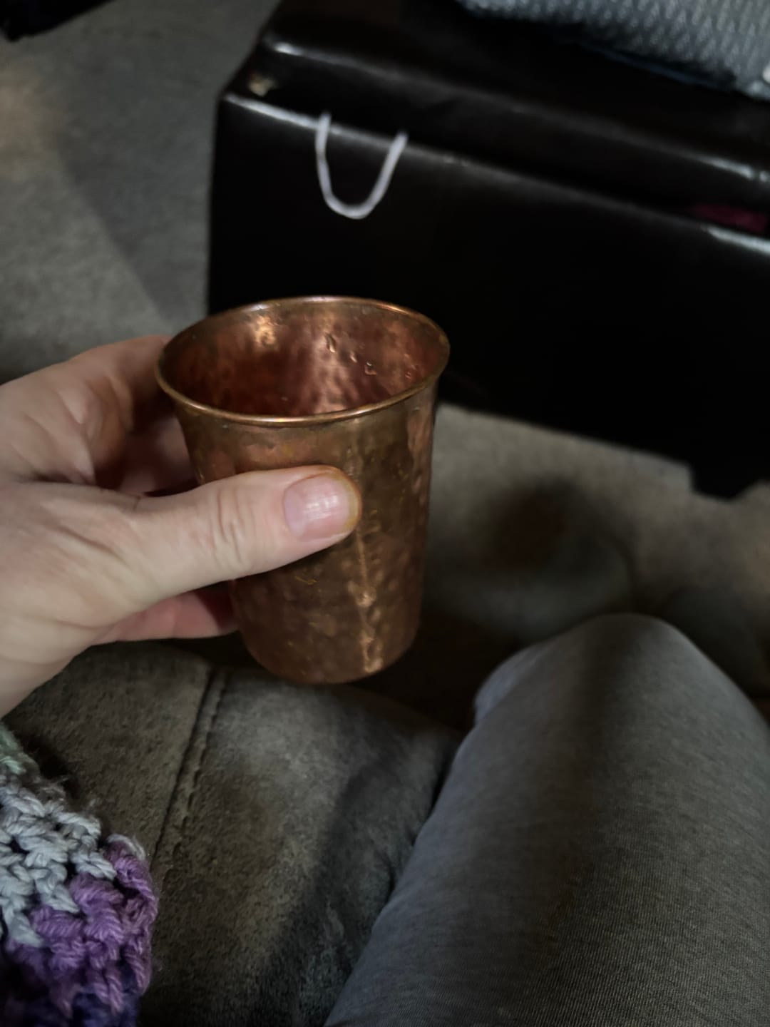 Customer photo review of Artisan Hammered Copper Glass Set
