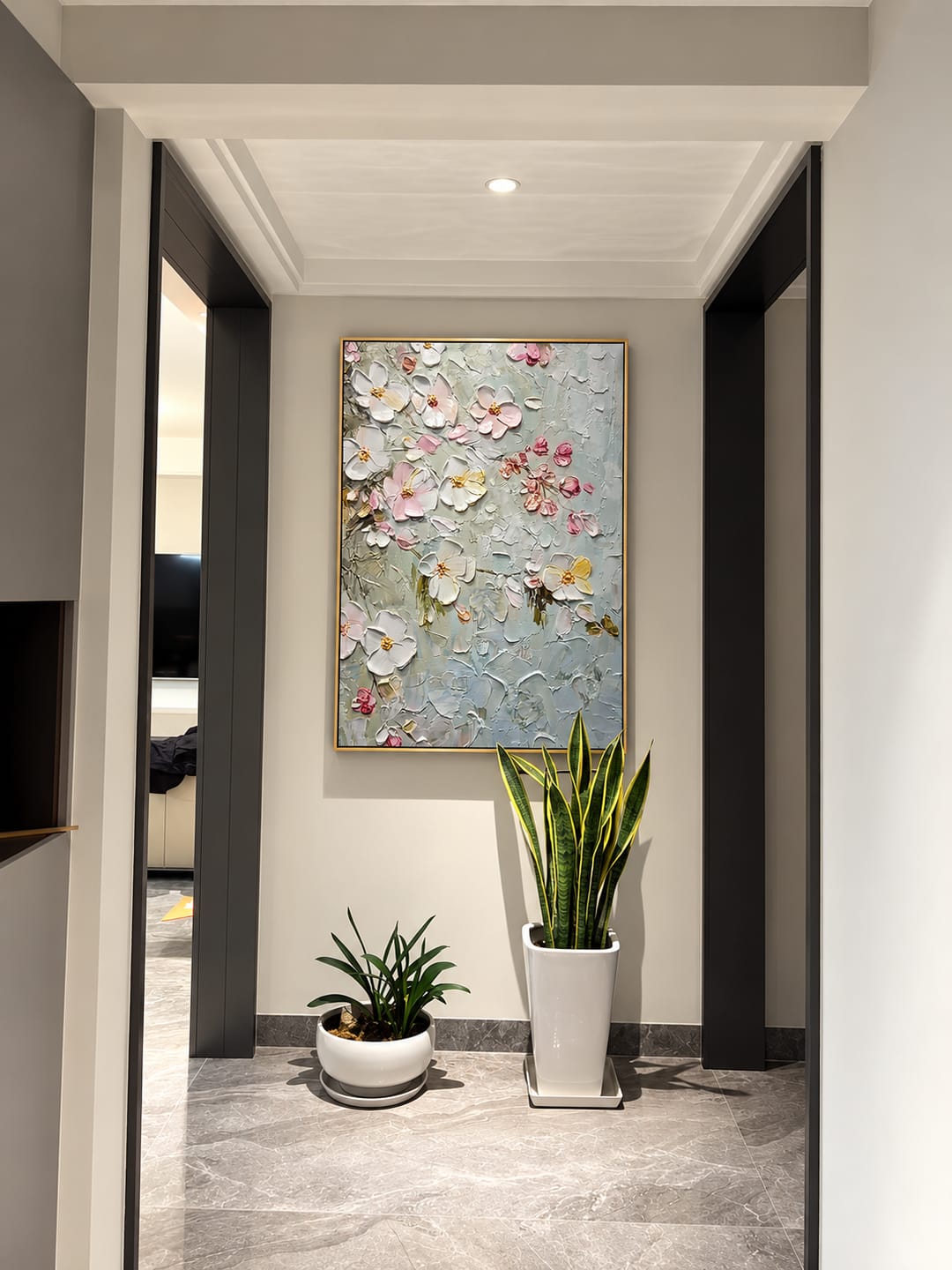 Customer photo review of "Spring's Awakening" – Contemporary Textured Floral Blossom Palette Knife Oil Painting