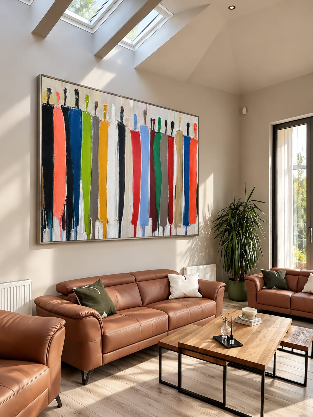 Customer photo review of "Vibrant Gathering" – Modern Colorful Abstract Figurative Impasto Painting