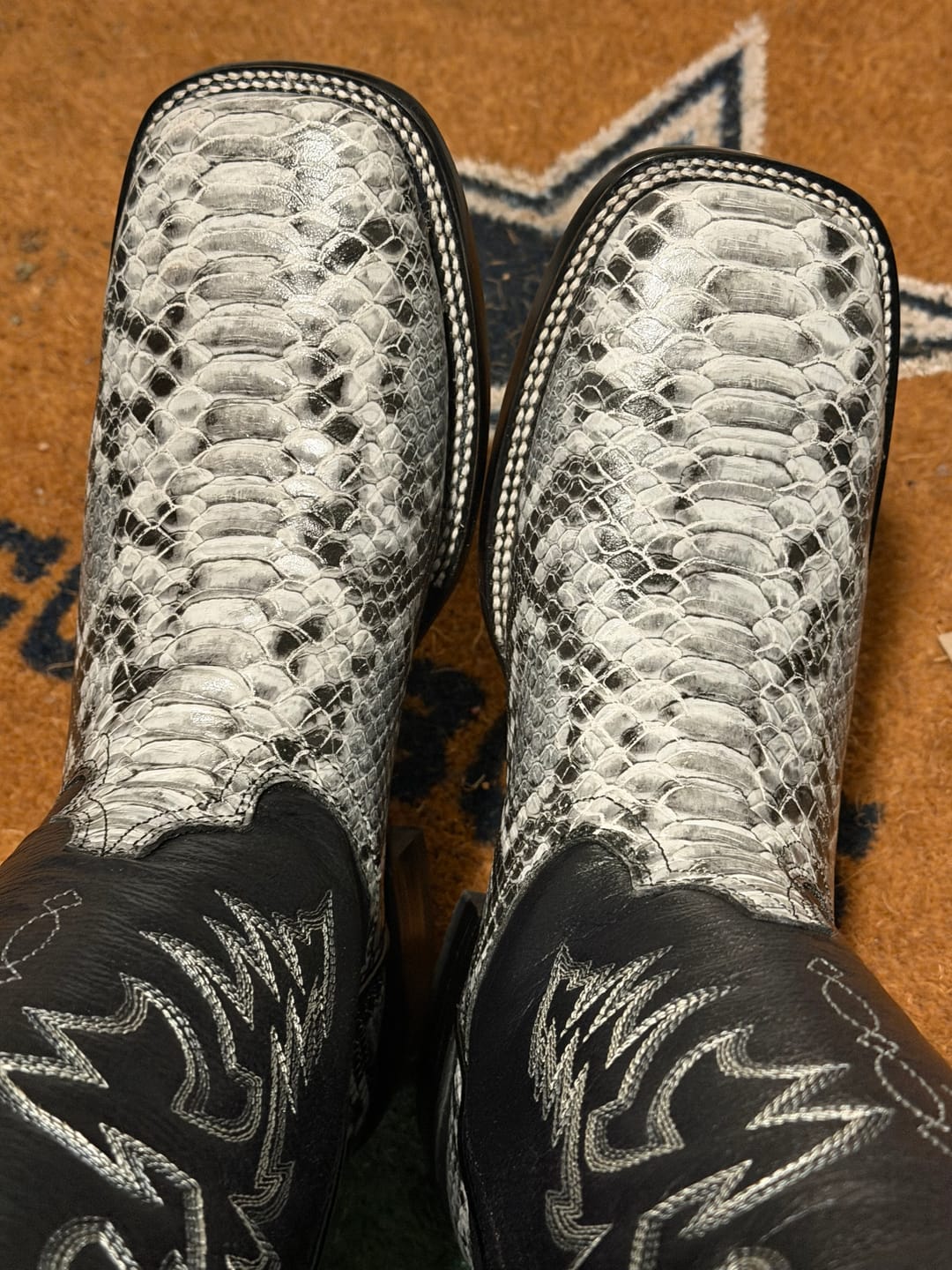 Customer photo review of Natural Python Leather Boots - Square Toe