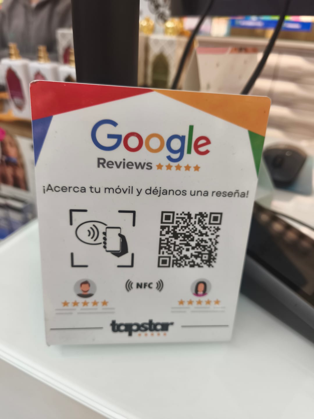 Customer photo review of Tarjeta Reseñas de Google