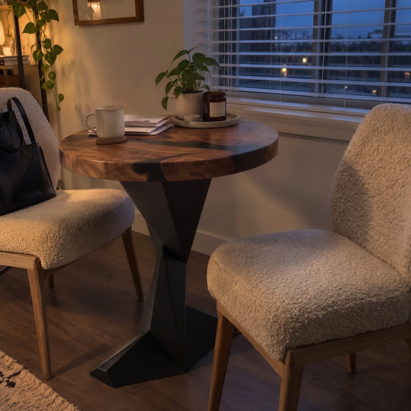 Customer photo review of Small Dining Table 29" Round for Studio Apartments - 519 Frost