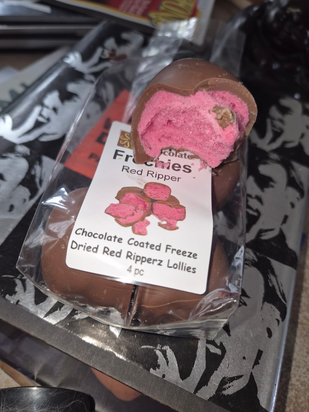 Customer photo review of Frochies Red Ripper chocolate coated freeze dried lollies