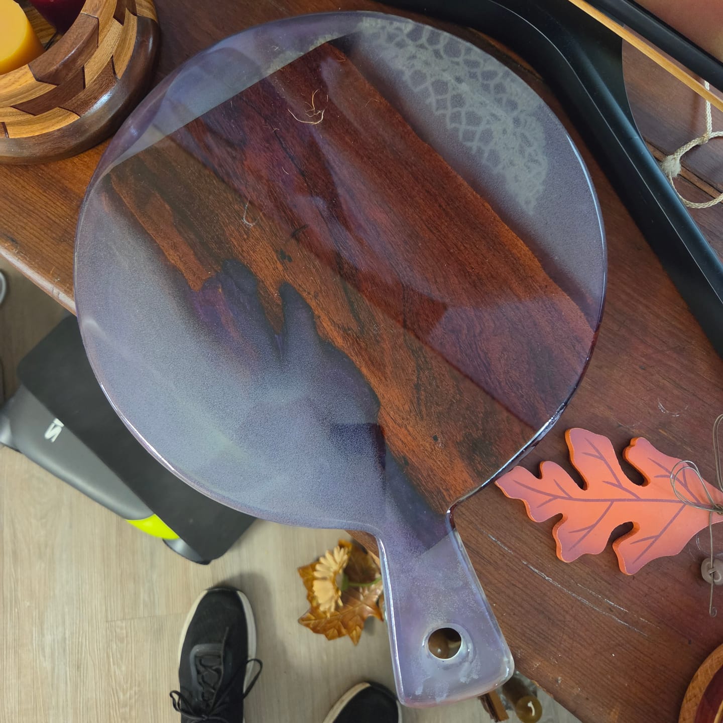 Customer photo review of 15.7x12x1" Small Round Charcuterie Board With Handle Silicone Mold - Serving Board Mold