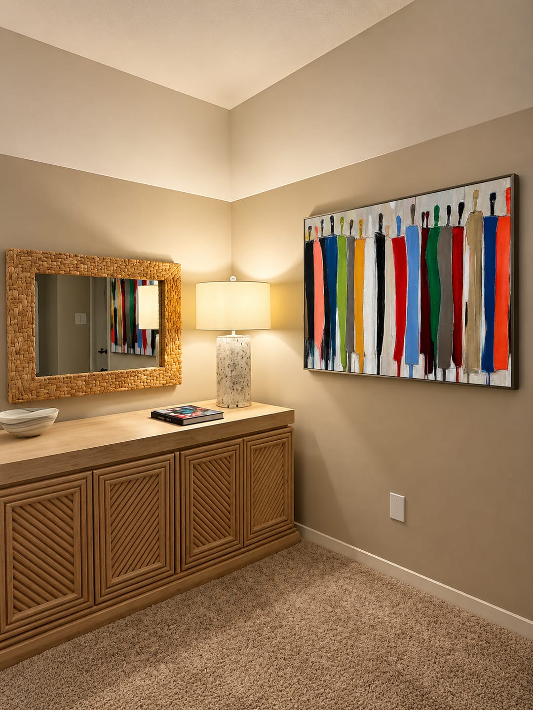 Customer photo review of "Vibrant Gathering" – Modern Colorful Abstract Figurative Impasto Painting