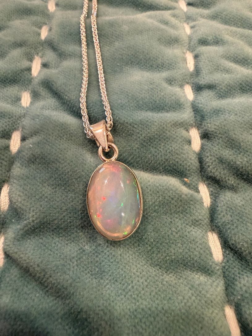 Customer photo review of Premium Ethiopian Water Opal Pendant 1 1/8" (.925 Sterling Silver)