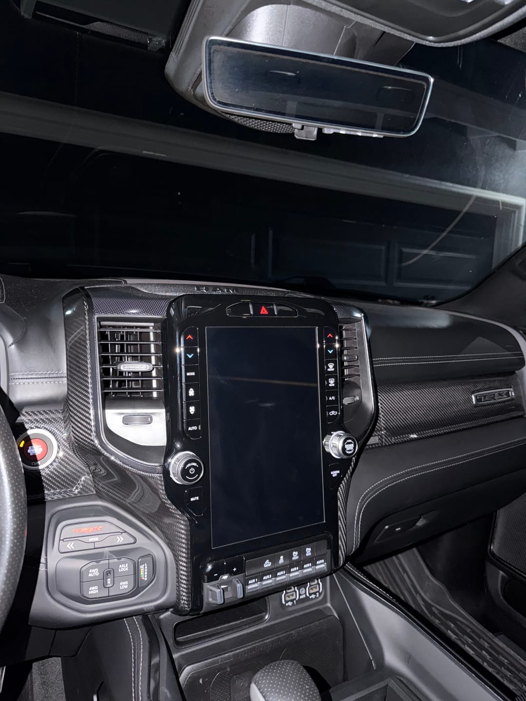 Customer photo review of 2019+ RAM 1500/TRX/RHO Engine Start Stop Button Surround Trim Hard Carbon Fiber Cover