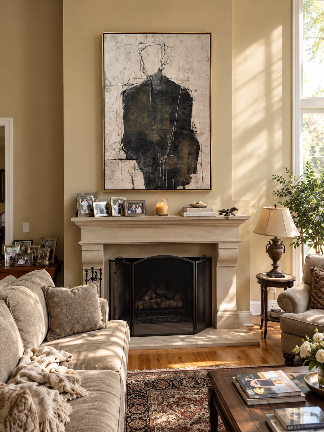 Customer photo review of "The Quiet Figure" – Abstract Black Figure Portrait Textured Painting