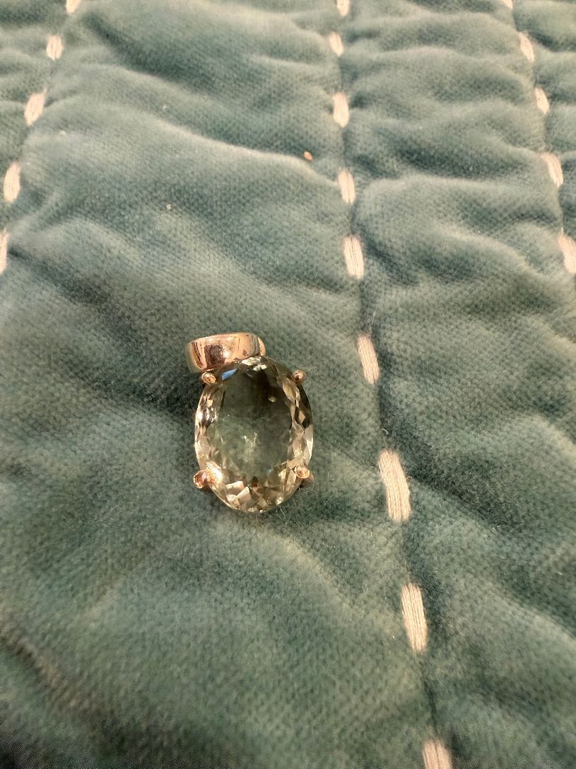 Customer photo review of Faceted Prasiolite Pendant 1" (.925 Sterling Silver)
