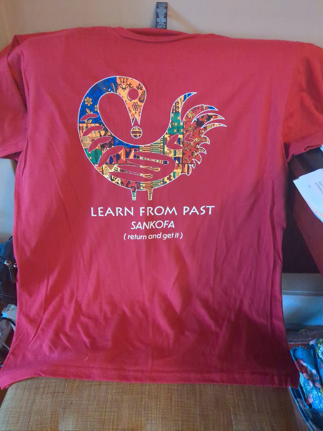 Customer photo review of Sankofa Adinkra Learn From Past Tribal Tee