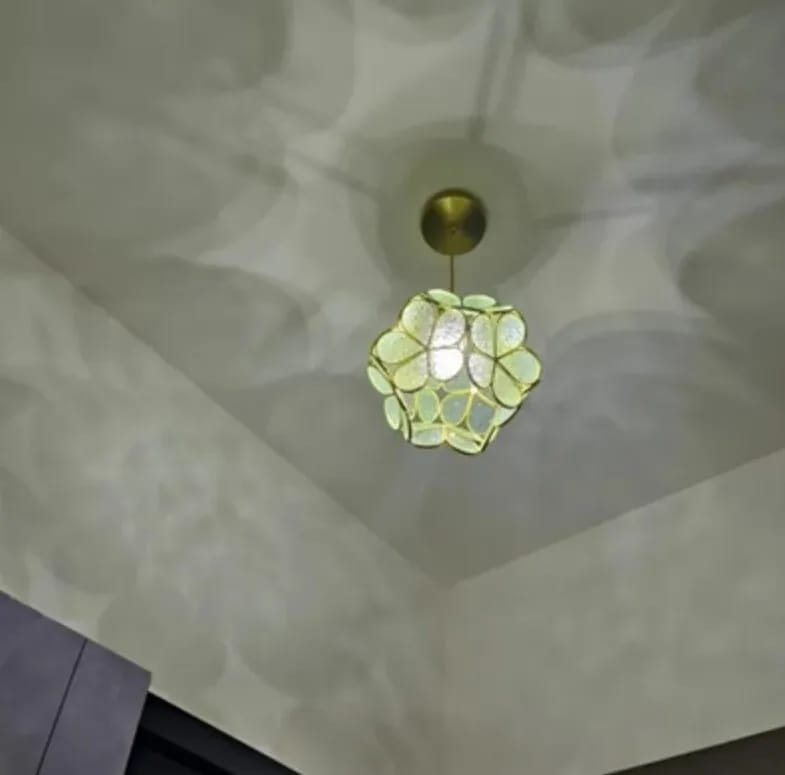 Customer photo review of Gold Pendant Light, Glass Petal Shade, 1 or 3 Heads, 22 cm Wide