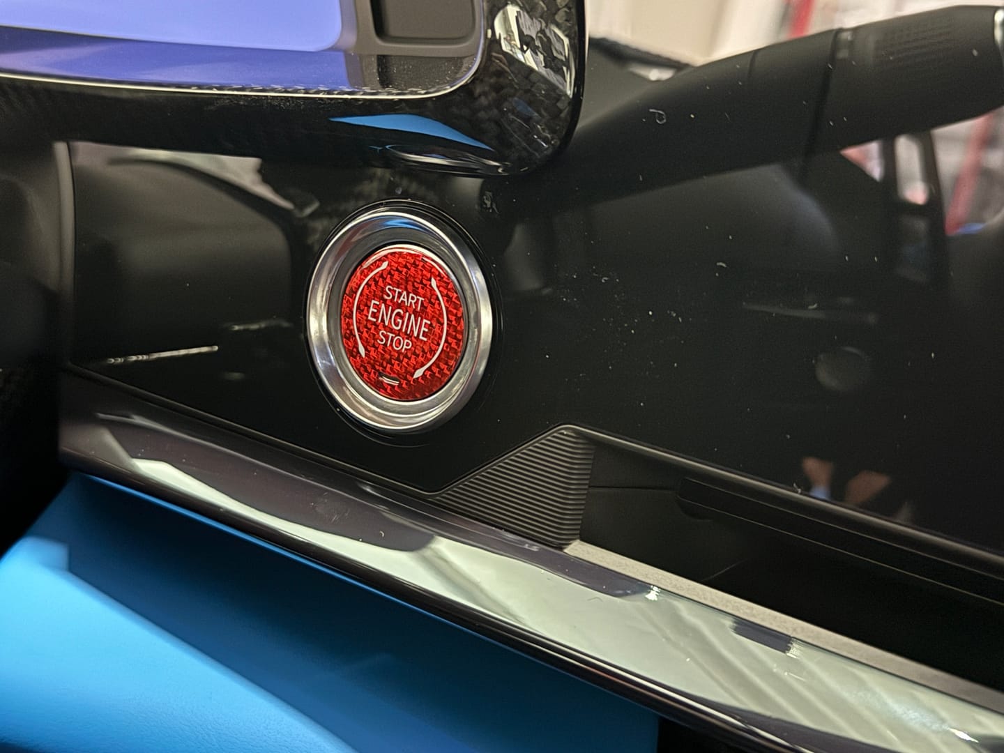 Customer photo review of C8 Corvette Real Carbon Fiber Engine Start/Stop Button Cover | Black, Red & Blue (2020–2027)