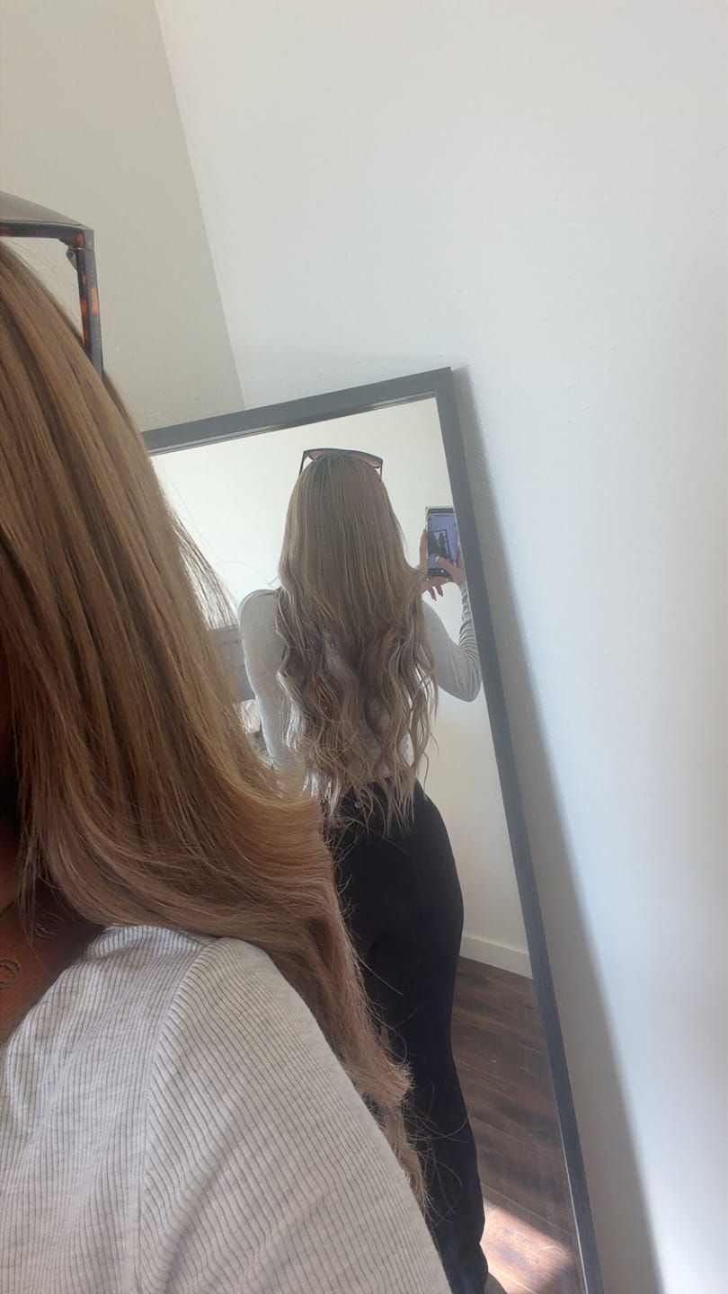 Customer photo review of Sew In Hair Weft Bundles 100% Remy Human Hair Balayage (#3/8/22)