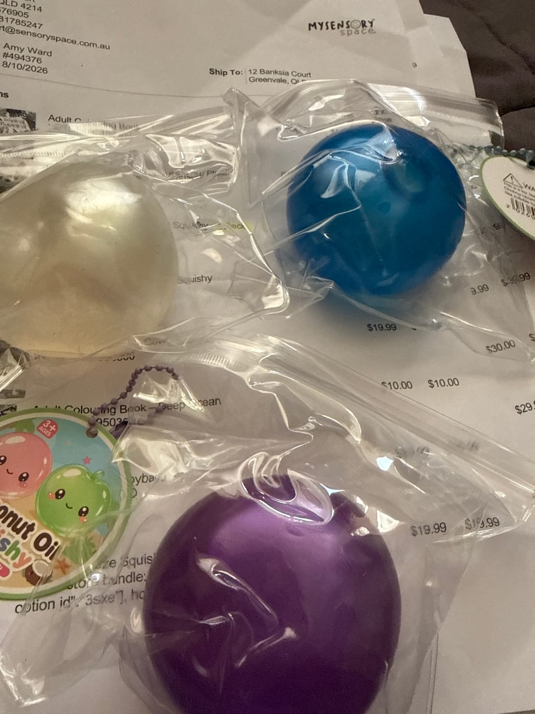 Customer photo review of Coconut Oil Pearl Shimmer Squishy - 3 Pack