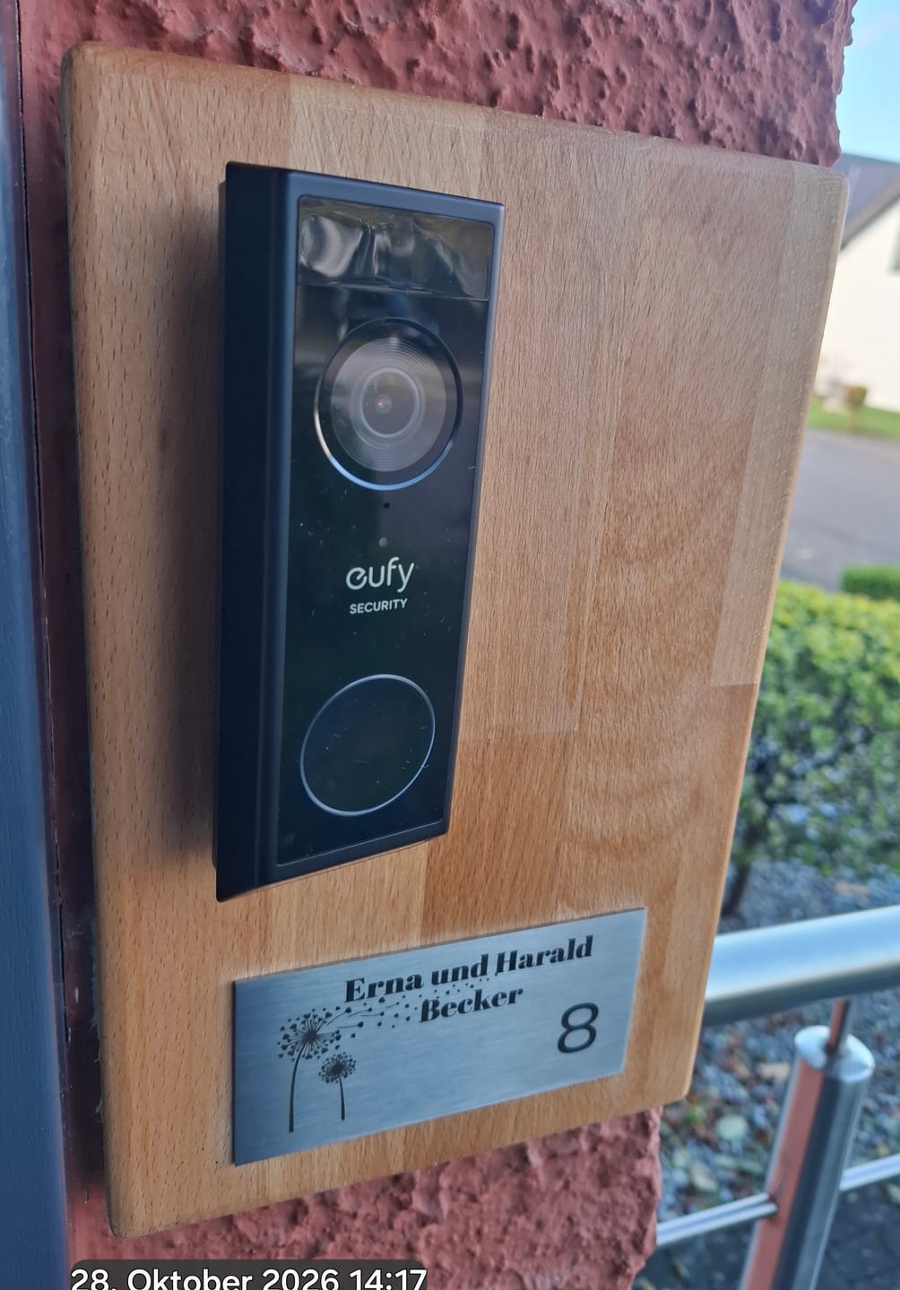 Customer photo review of V2A Edelstahlschild in verschiedenen Größen, individuell personalisierbar.