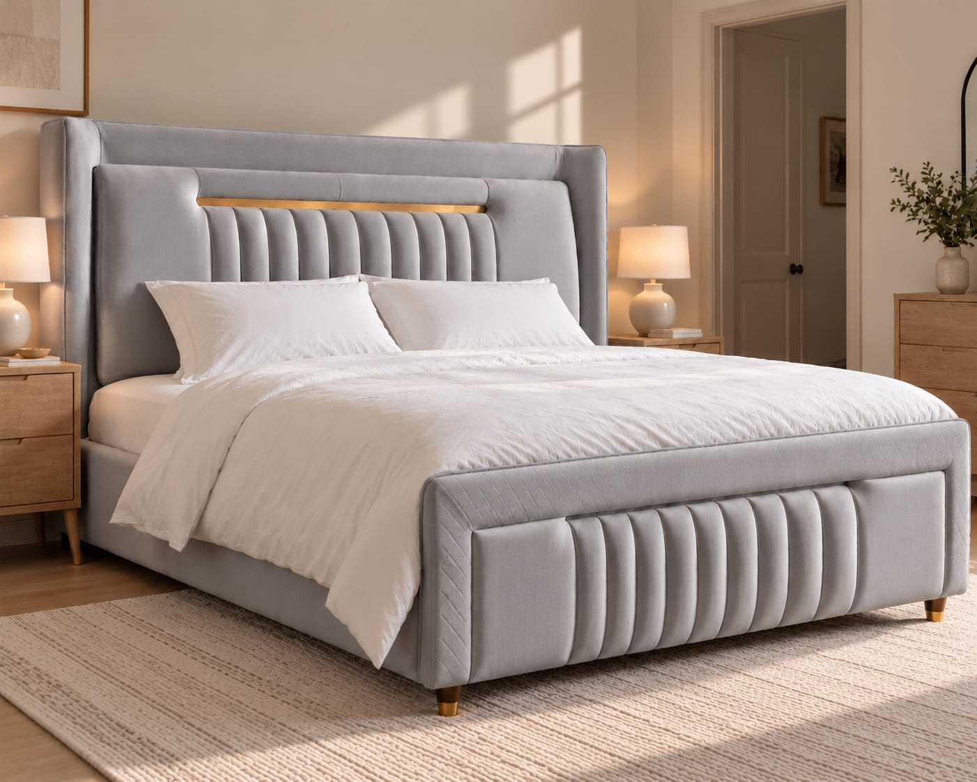 Customer photo review of Kensington King Ottoman Storage Bed (Light Grey)