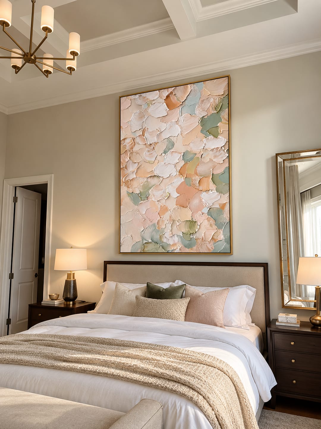 Customer photo review of "Soft Petal Reverie" – Pastel Cream Textured Abstract Painting