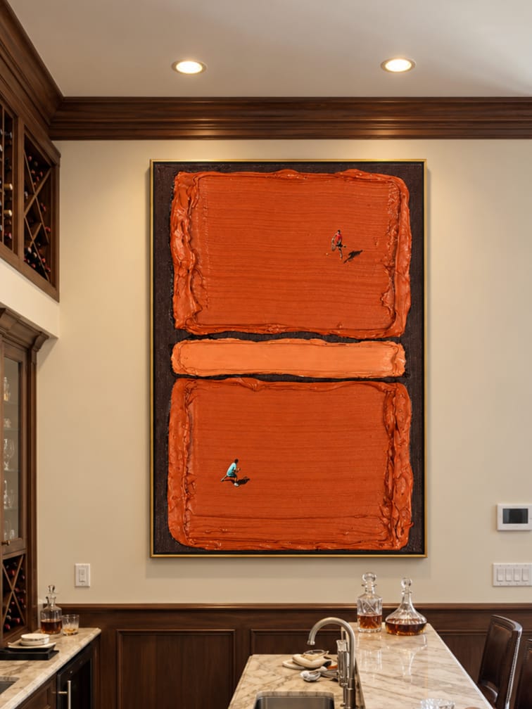 Customer photo review of "Clay Court Solitude" – Textured Tennis Court Abstract Painting