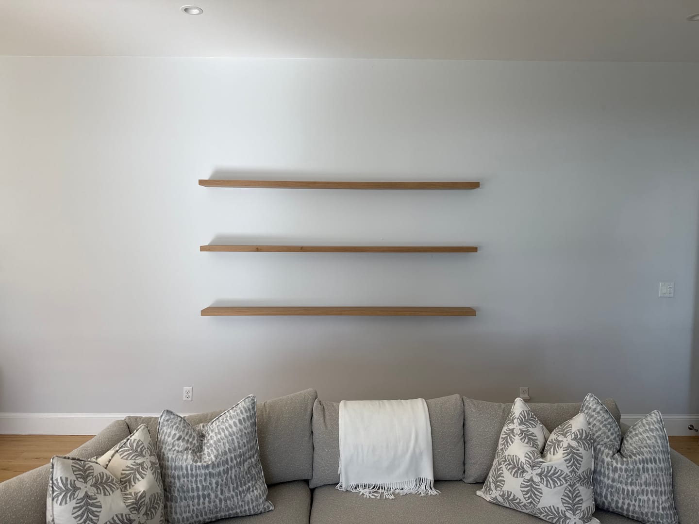 Customer photo review of White Oak Hardwood Floating Shelves
