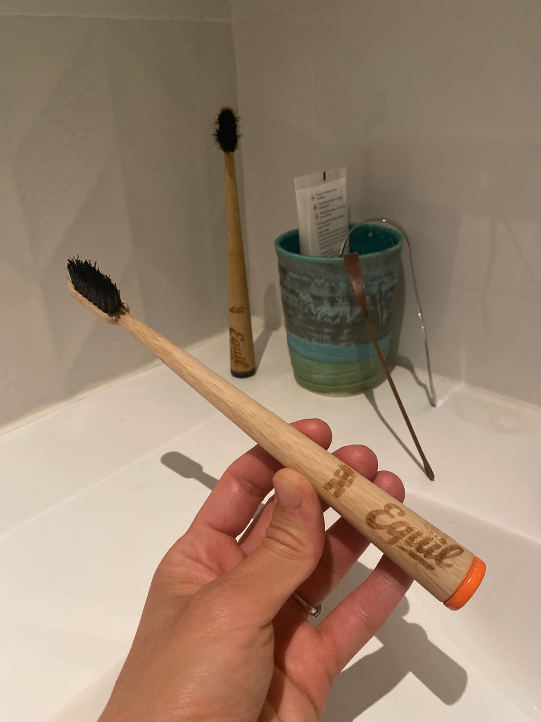 Customer photo review of Horse Bristle & Bamboo Toothbrush