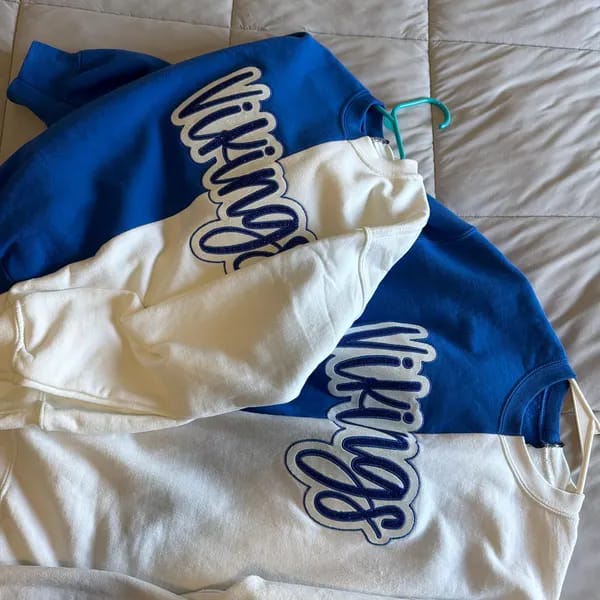 Customer photo review of Custom Glitter Team Mascot Two Tone Embroidered Sweatshirt For Game Day | Gifts for Sports Mom