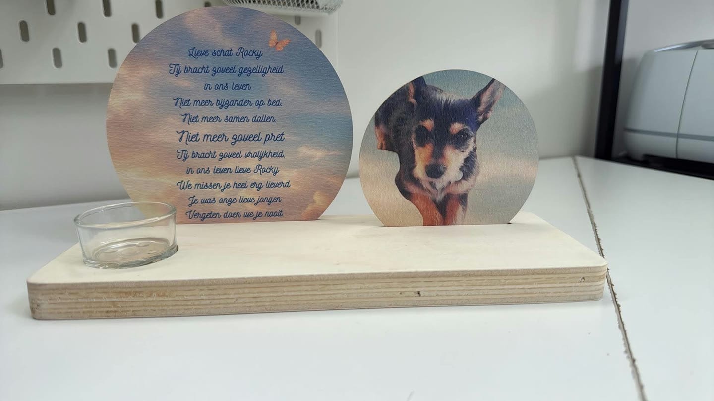 Customer photo review of Decoratief Populierenhouten Plankje met 2 Blanco MDF Cirkels voor Sublimatie
