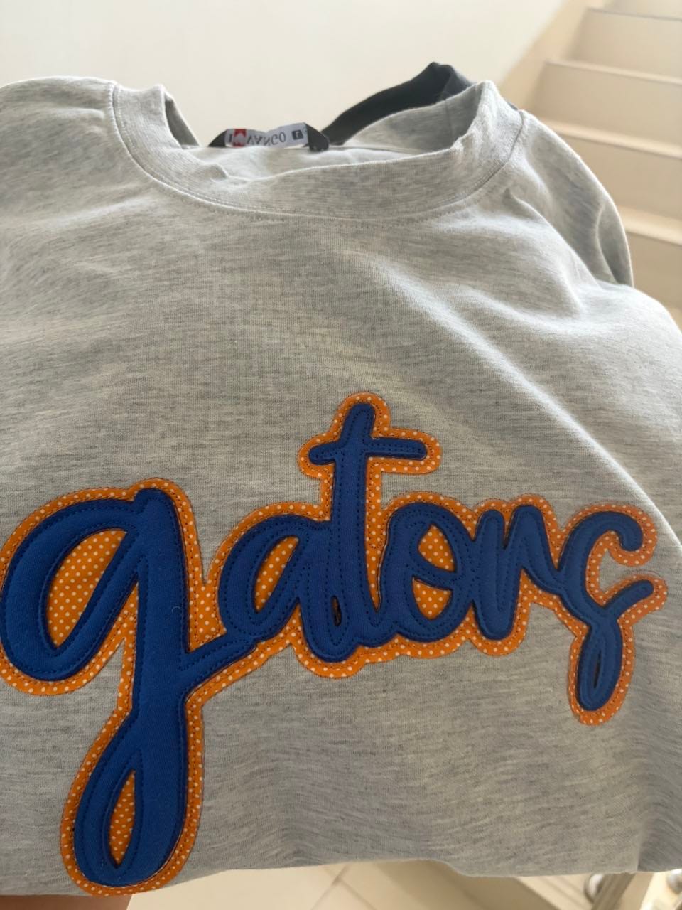 Customer photo review of Custom Embroidered Sweatshirt, Applique Sweatshirt, Gameday Sweatshirt, Sports Apparel, Spirit Wear | Game Day Wear