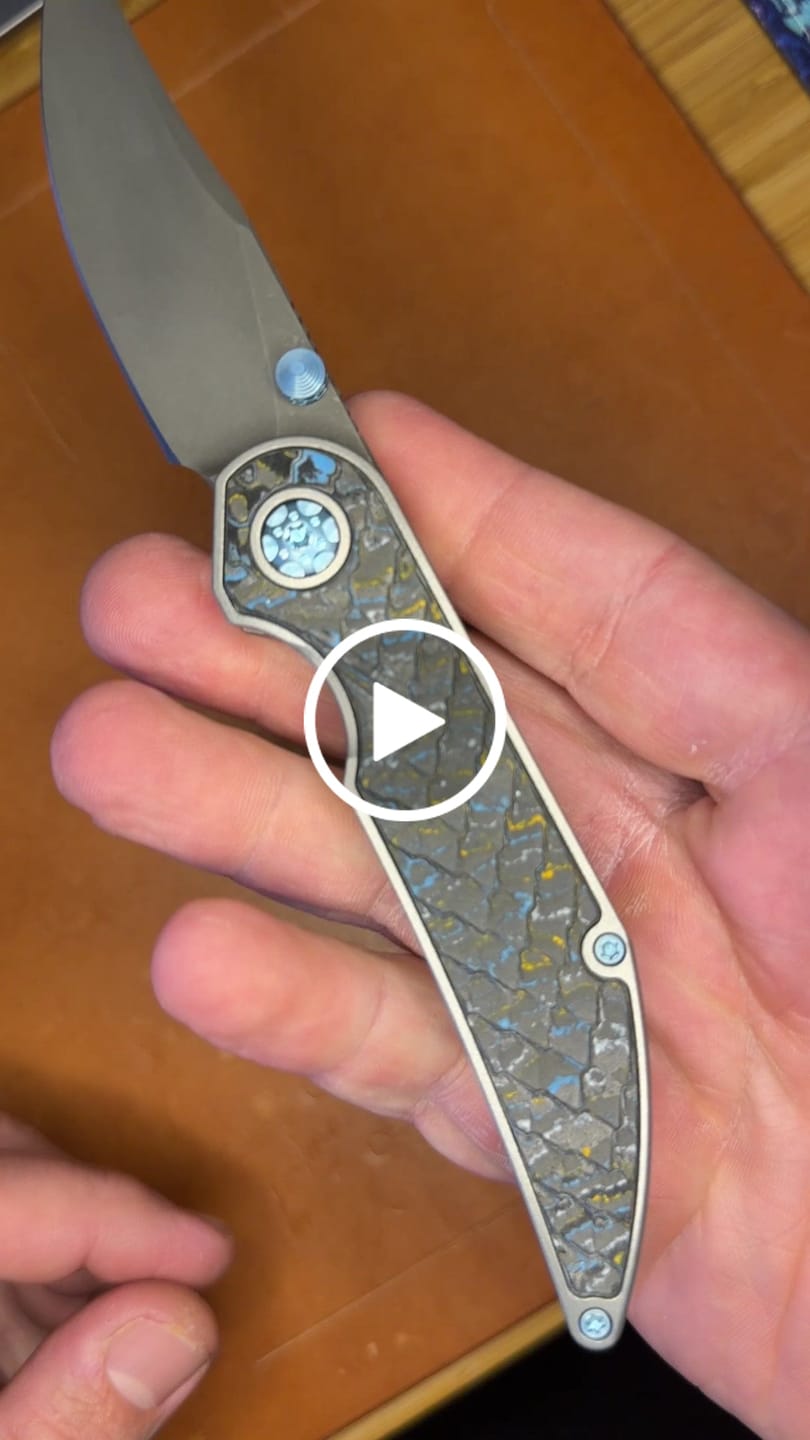 Customer video review of Hypercut MFG Bikkhu, CPM-S45VN Flipper, Titanium Frame, Camo Carbon Inlays, Blue Hardware, Serial 0230 - Made in USA (HC-BIKKHU-0230)