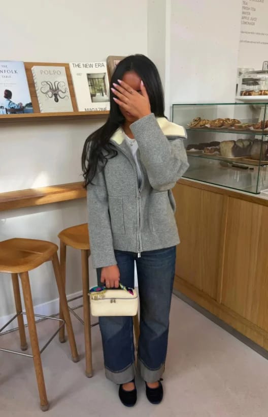 Customer photo review of Katie Contrast Trim Full Zip Jacket